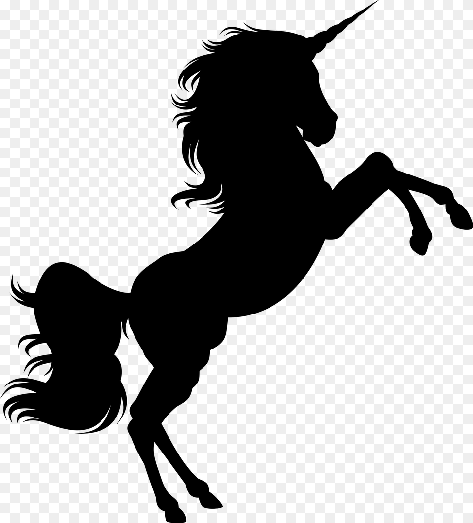 Rearing Horse Silhouette, Gray Free Transparent Png