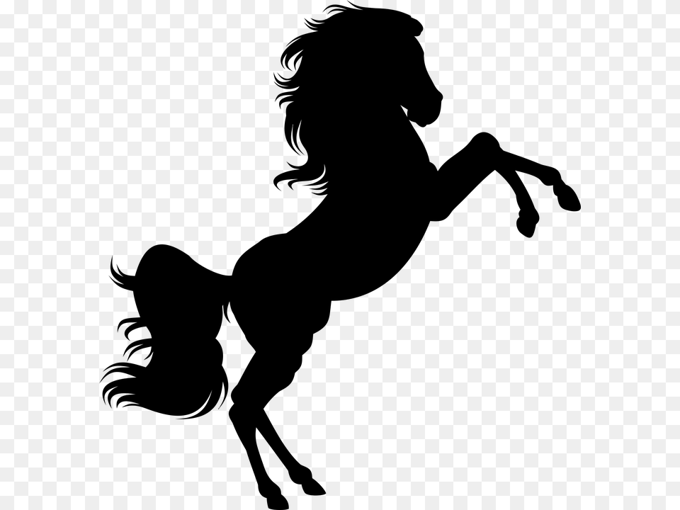 Rearing Horse Silhouette Clipart, Gray Free Transparent Png