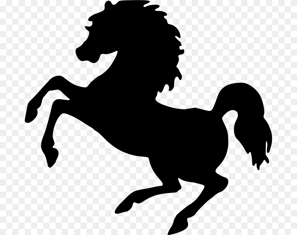 Rearing Horse Silhouette Clipart, Gray Free Transparent Png