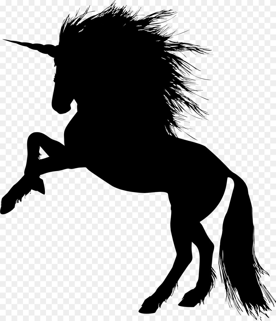 Rearing Unicorn Clip Arts Stallion, Gray Free Png