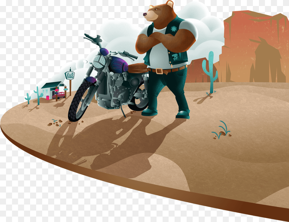Rebel Bear Illustration, Motorcycle, Transportation, Vehicle, Toy Free Transparent Png