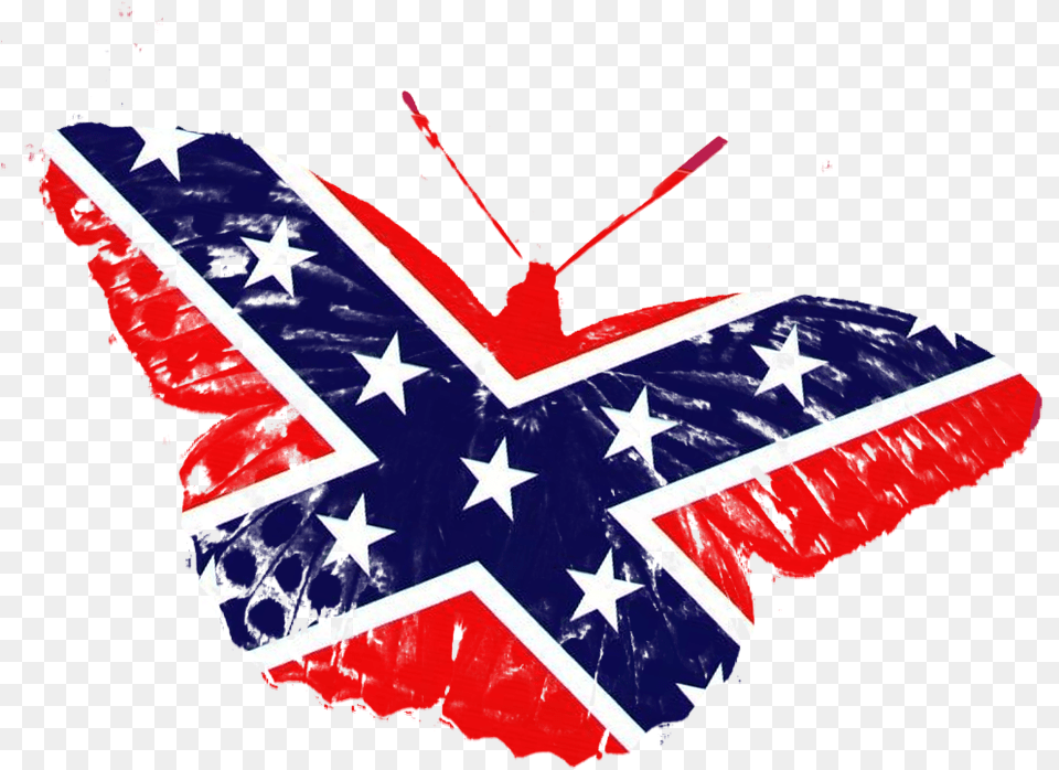 Rebel Flag Butterfly Clipart Confederate Flag, Symbol Free Png
