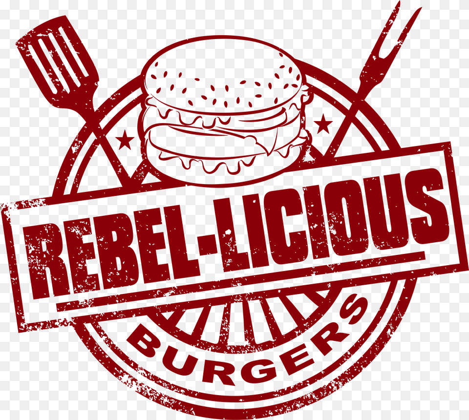 Rebel Licious Burgers Illustration, Logo, Cutlery, Fork, Emblem Free Transparent Png