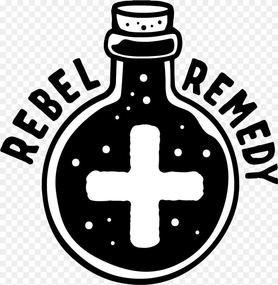 Rebel Remedy Health Bar, Bottle, Symbol, Cross, Alcohol Free Transparent Png