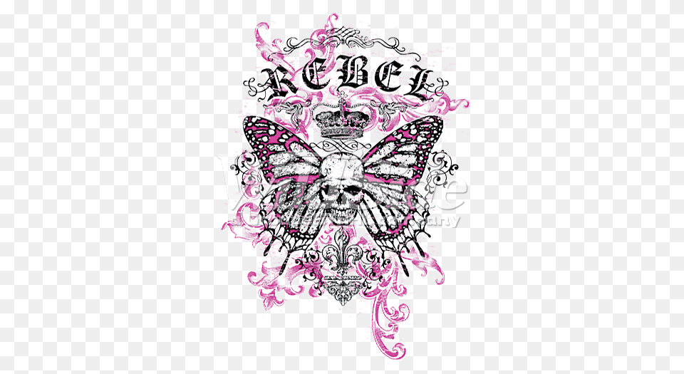 Rebel Skull Butrfly Gothic The Wild Side, Graphics, Art, Purple, Floral Design Free Png Download