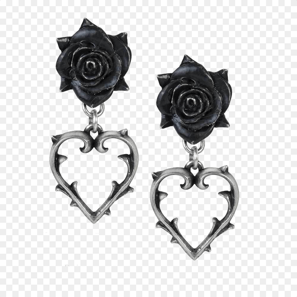 Rebelsmarket Wounded Love Black Rose Heart Of Thorns, Accessories, Earring, Jewelry, Flower Free Transparent Png