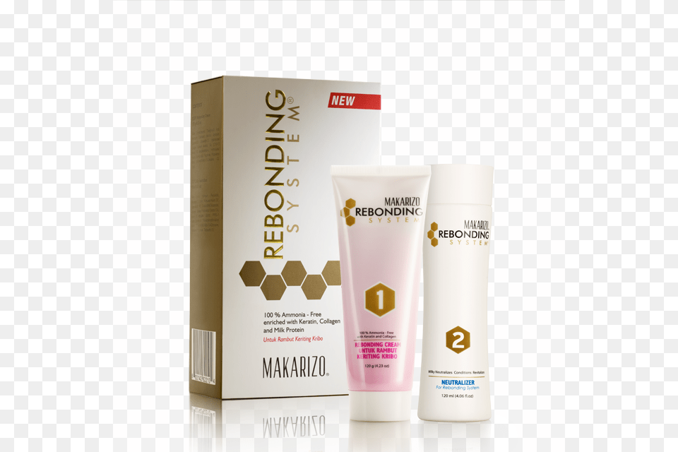 Rebonding System Tube Set For Extremely Curly Hair Makarizo Rebonding, Bottle, Lotion, Cosmetics, Sunscreen Free Transparent Png