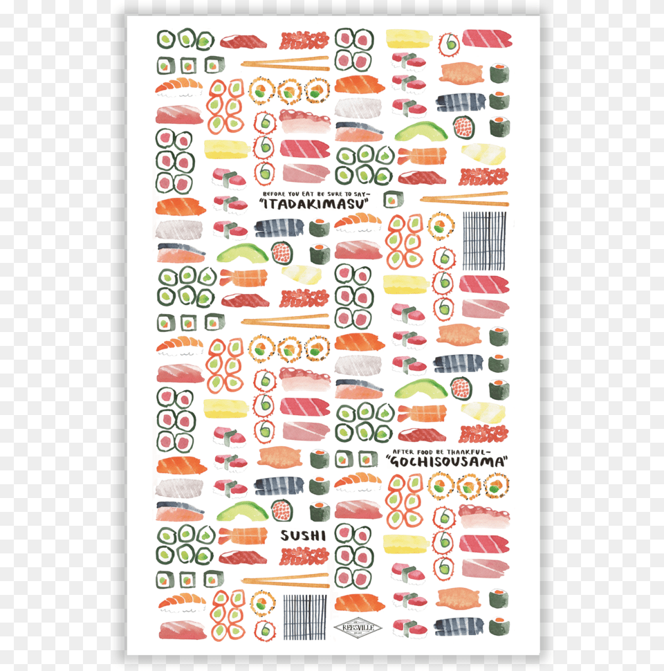 Rebsville Sushi Tea Towel Cutout Rebsville Art Studio, Dish, Food, Meal, Text Free Png