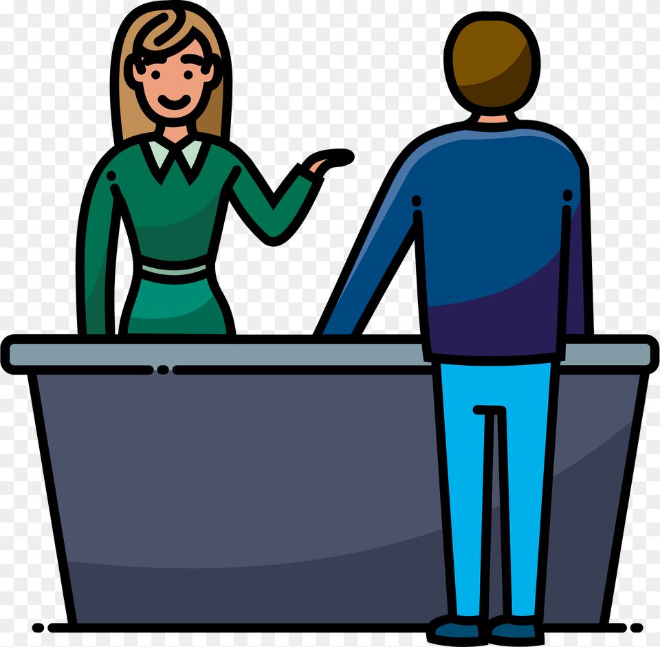 Reception Desk Clipart, Table, Baby, Furniture, Person Png Image
