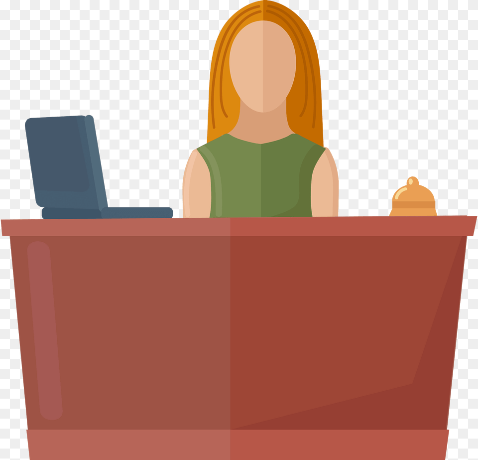 Reception Desk Clipart, Furniture, Table, Adult, Female Free Png