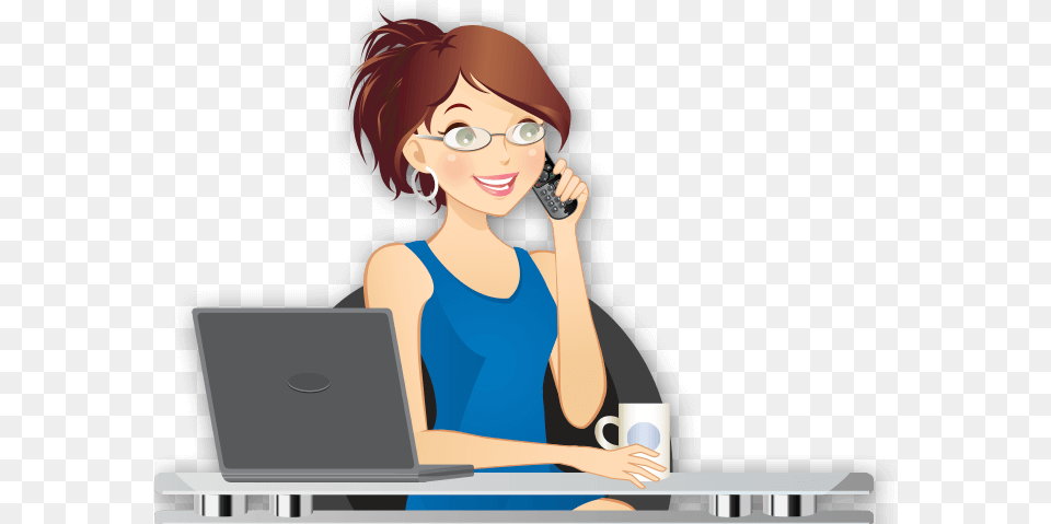 Receptionist Girl Receptionist Transparent, Adult, Person, Pc, Laptop Png Image