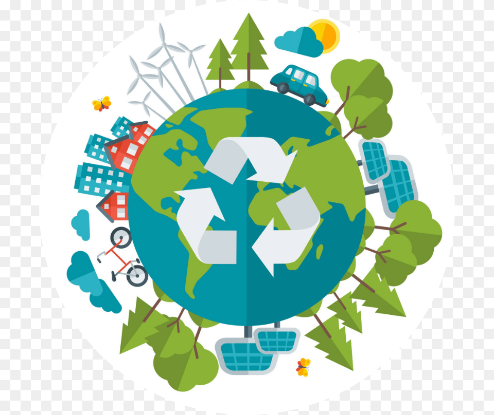 Reciclar Es Una Manera De Salvar El Planeta Slogan On Save Earth, Recycling Symbol, Symbol, Machine, Wheel Png Image