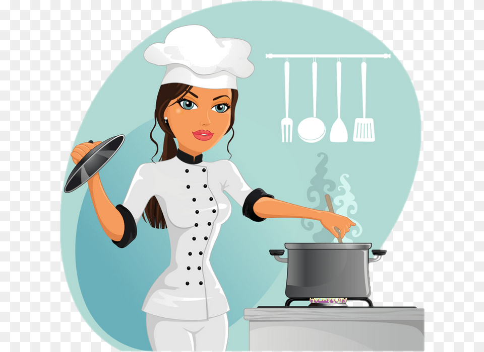 Recipe Cards Clip Art Illustrations Chef Cuisiniere, Person, Face, Head, Cooking Pan Png