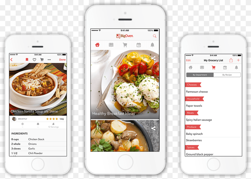 Recipe Grocery List And Meal Planning Apps Bigoven Iphone, Food, Lunch, Text, Menu Png