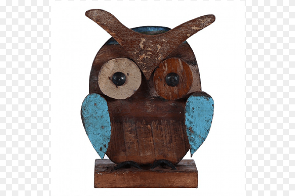 Reclaimed Wood Made Owl On Stand Figurine, Smoke Pipe Free Png Download