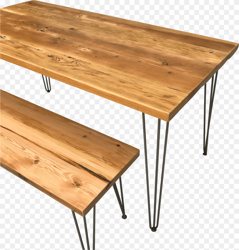 Reclaimed Wood Table Amp Bench Set With Hairpin Table, Coffee Table, Furniture, Tabletop, Dining Table Png