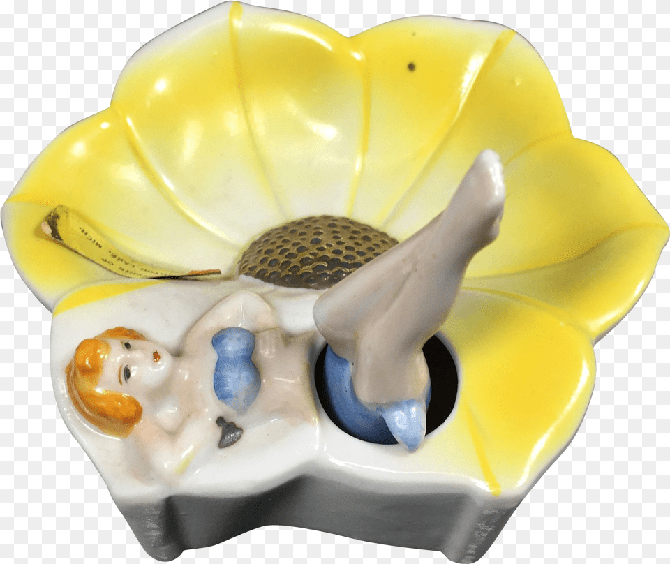 Reclining Naughty Lady On Flower Ashtray W Nodder Legs Flower, Art, Porcelain, Pottery, Architecture Free Transparent Png