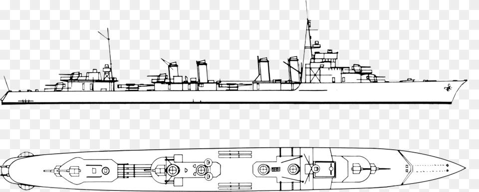 Recognition Drawing Of A French 2400 Tonne Class Destroyer Light Cruiser, Military, Navy, Ship, Transportation Free Png Download
