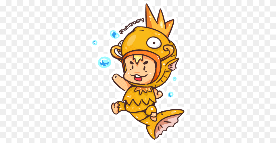 Recolor Pokemon Shiny Magikarp Kid Magrimp Vent Hoang Fictional Character, Sticker, Face, Head, Person Free Png