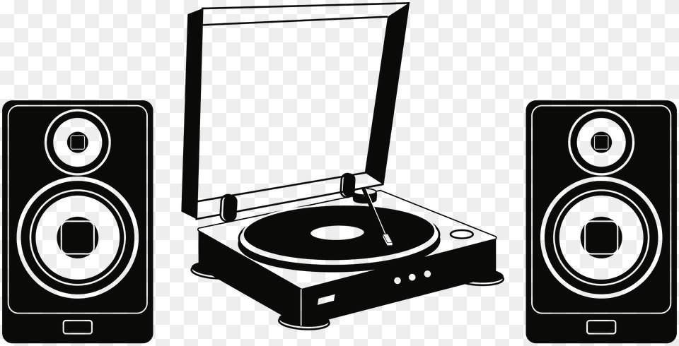 Record Player And Loud Speakers Clipart, Electronics, Speaker Png Image
