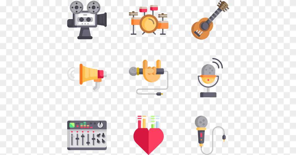 Recording Studio Icons, Electrical Device, Microphone, Guitar, Musical Instrument Free Png
