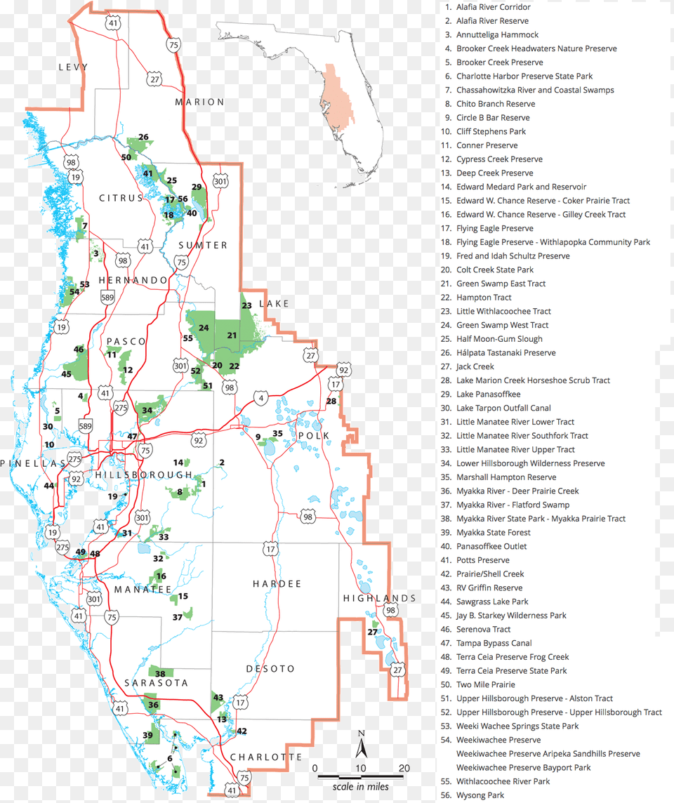 Recreation Areas Map Florida Map, Chart, Plot, Atlas, Diagram Free Png