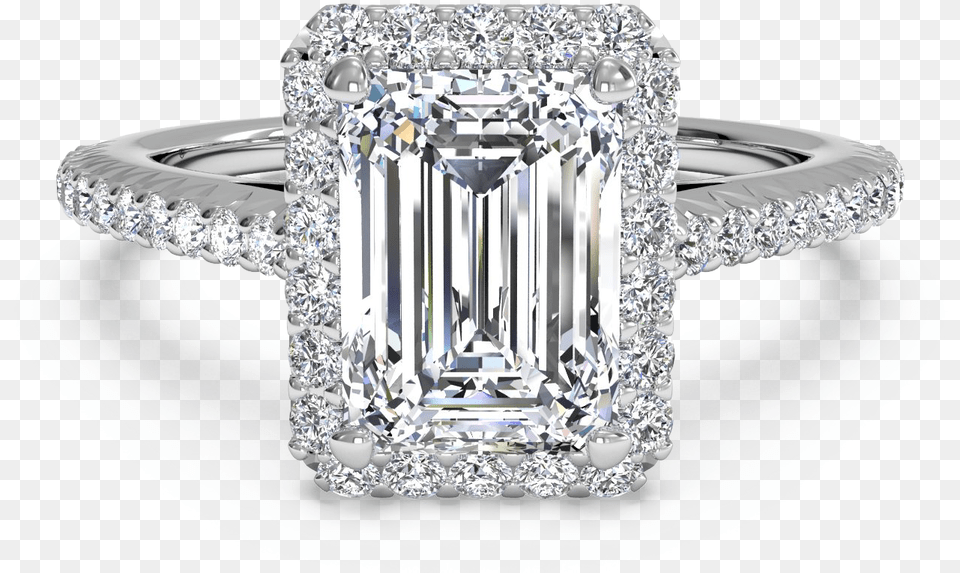 Rectangle Diamond Ring With Diamond Band, Accessories, Gemstone, Jewelry, Silver Free Png Download