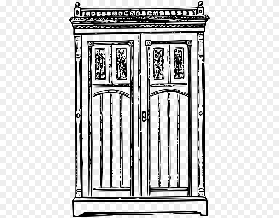 Rectangledoorsymmetry Wardrobe Clipart Black And White, Gray Png Image