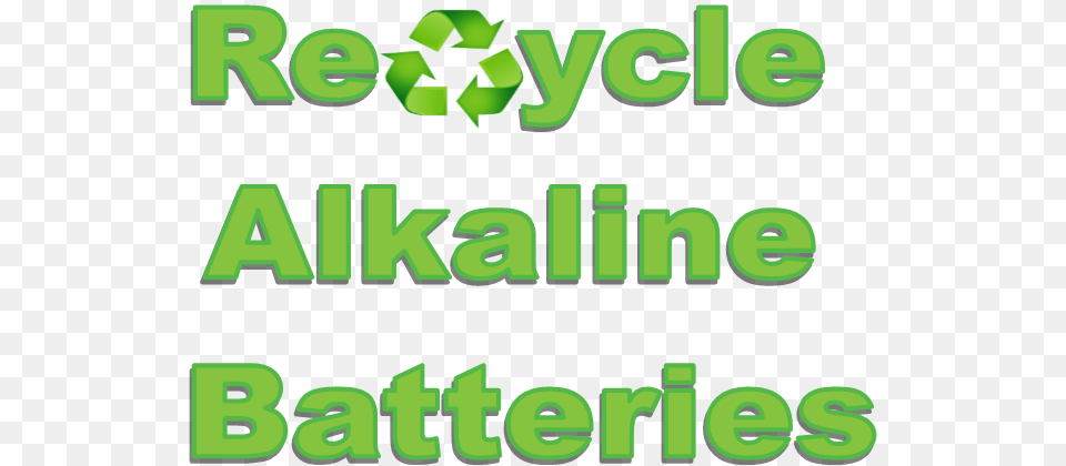 Recycle Recycle Alkaline Batteries, Green, Recycling Symbol, Symbol, Text Png Image