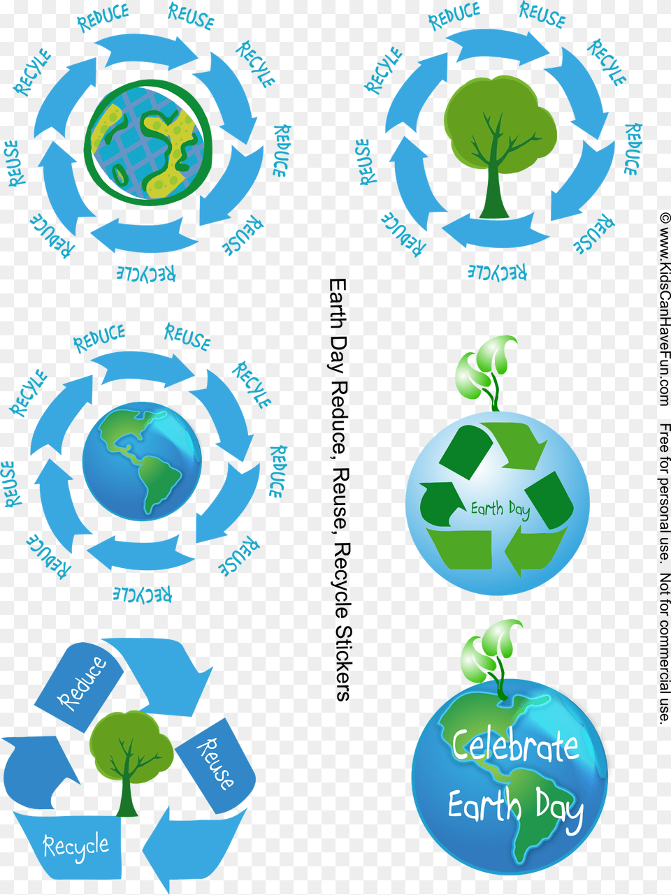 Recycle Reduce Reuse Stickers For Earth Day Kids Earth Day Stickers, Recycling Symbol, Symbol Free Png