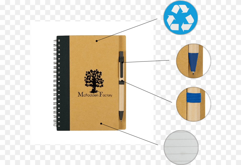 Recycled Notebook Eco Friendly Pen Elastic Pen Loop Notebook, Page, Text, Diary Free Png Download