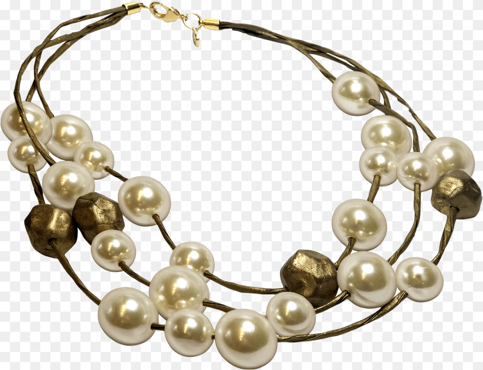 Recycled Paper And Pearl Necklace With Gold Cold Ceramic Pearl, Accessories, Jewelry, Bracelet Free Png Download