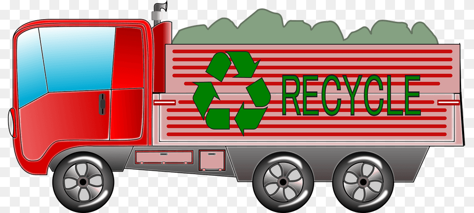 Recycling Truck Clipart, Trailer Truck, Transportation, Vehicle, Machine Png