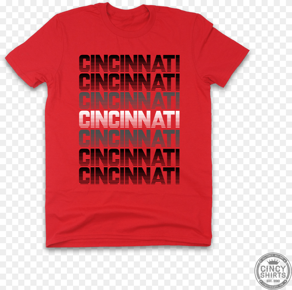 Red Amp Black Cincinnati Retro Active Shirt, Clothing, T-shirt Png Image