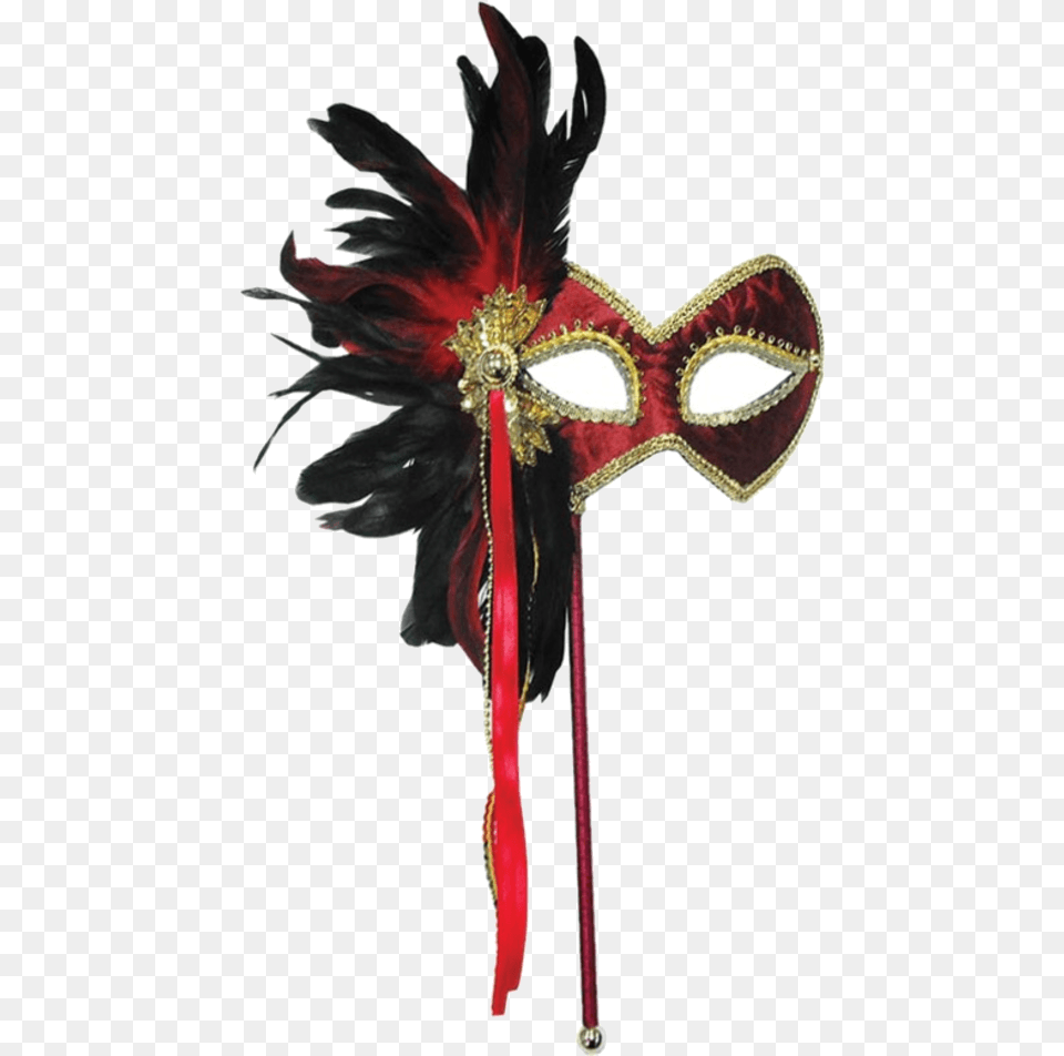 Red Amp Gold Masquerade Mask Carnival Masks On Sticks, Crowd, Person, Adult, Bride Png Image