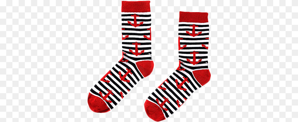 Red Anchor Nautical Stripe Socks Top, Clothing, Hosiery, Sock Free Png Download