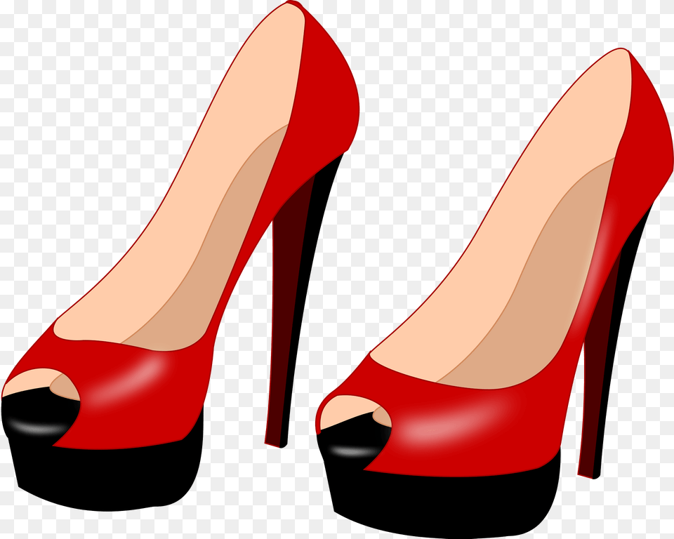 Red And Black High Heeled Shoes Clipart, Clothing, Footwear, High Heel, Shoe Free Png