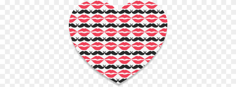 Red And Black Hipster Mustache And Lips Heart Coaster, Home Decor, Pattern Png Image