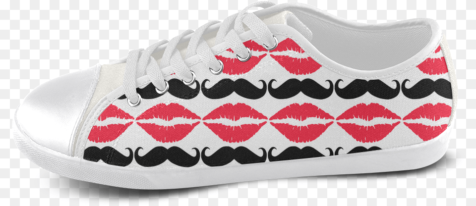 Red And Black Hipster Mustache And Lips Men S Canvas Lips Clip Art, Clothing, Footwear, Shoe, Sneaker Free Transparent Png