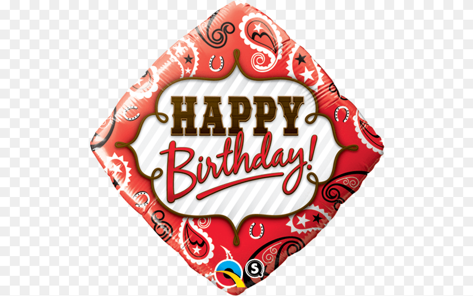 Red And Black Pattern Happy Birthday Foil Balloon Happy Birthday Bandana, Accessories, Food, Ketchup Free Png Download