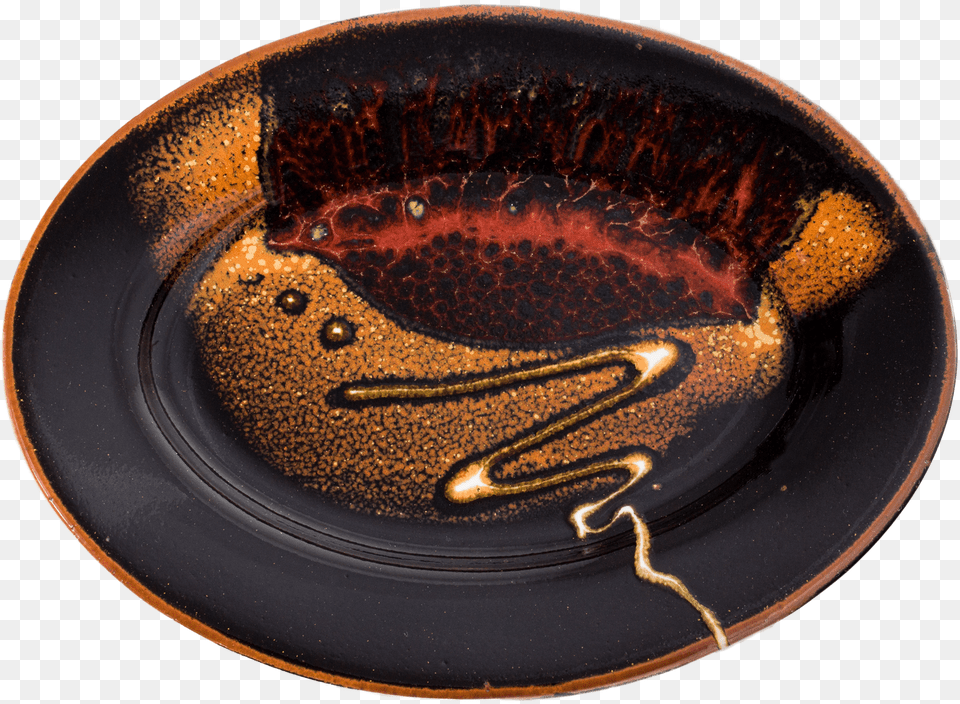 Red And Black Small Oval Plate Handmade Pottery Earthenware, Dish, Food, Food Presentation, Meal Png Image
