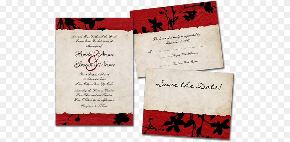 Red And Black Torn Paper Wedding Invitations Red Background Wedding Invitation, Text, Handwriting, Business Card Png Image