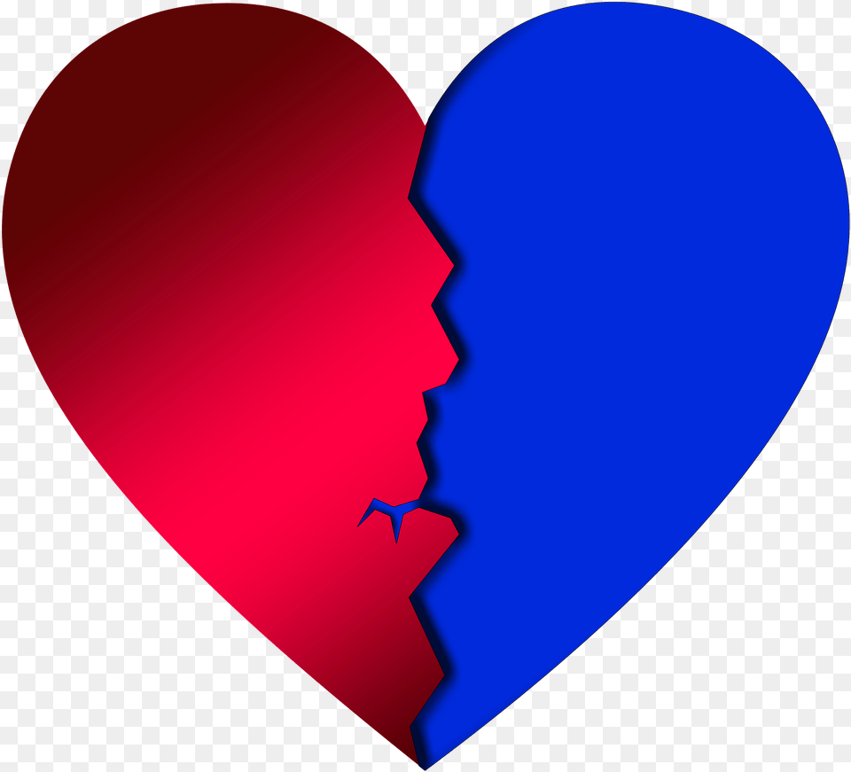 Red And Blue Broken Heart Png
