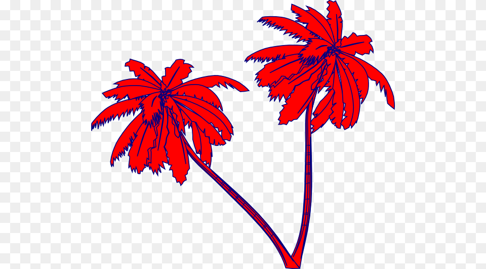Red And Blue Palm Tree Transparent Cartoons Green Palm Tree Vector, Leaf, Plant, Art, Outdoors Free Png