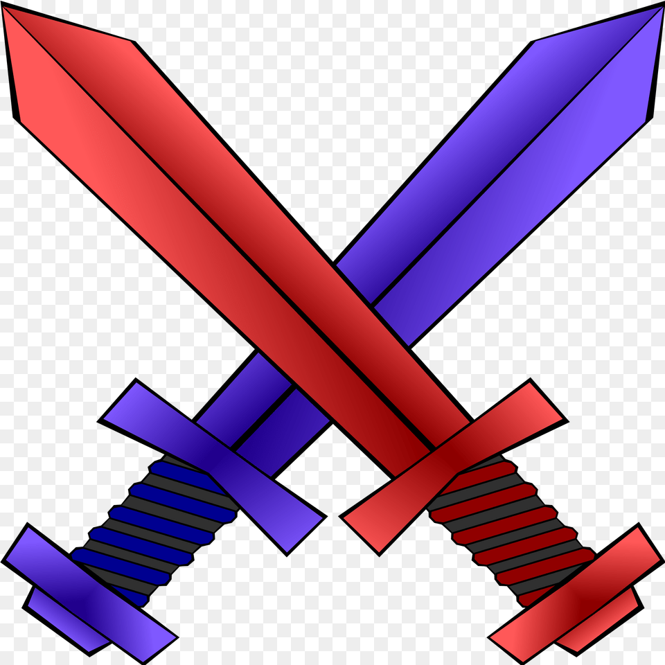 Red And Blue Sword Crossed Swords Transparent, Weapon, Blade, Dagger, Knife Free Png