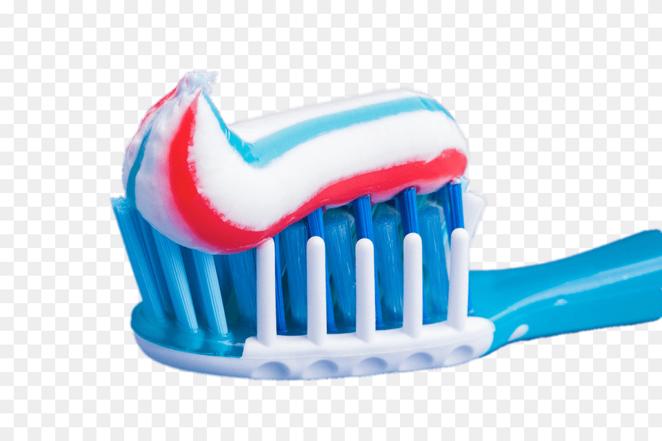 Red And Blue Toothpaste On Brush Free Transparent Png