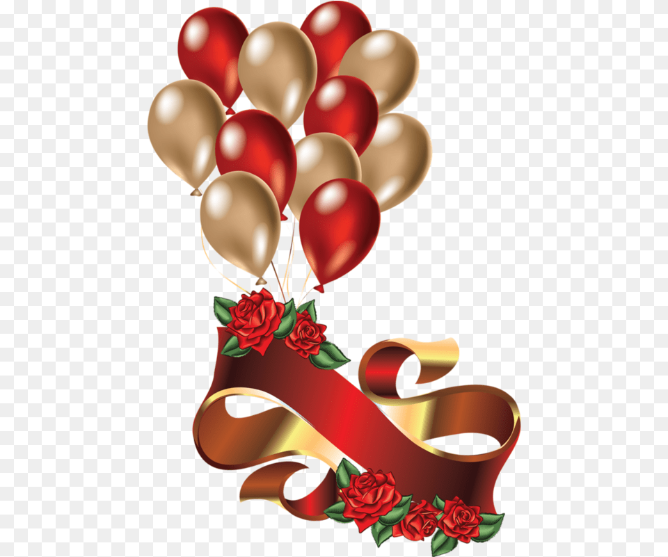 Red And Gold Balloons Transparent, Art, Balloon, Graphics, Floral Design Png Image