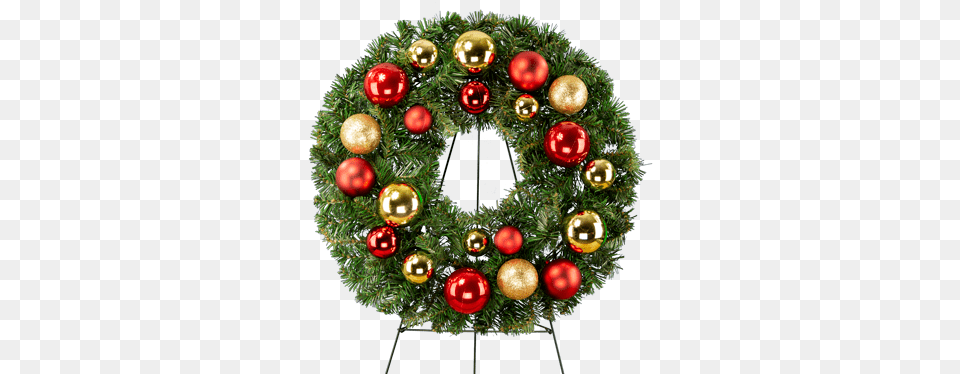 Red And Gold Ornaments Christmas Day, Wreath Png Image