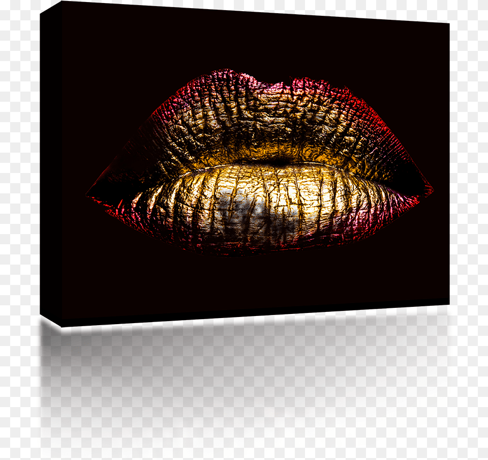 Red And Golden Metallic Lips Obraz Nowoczesny Czarny, Body Part, Mouth, Person, Astronomy Png Image