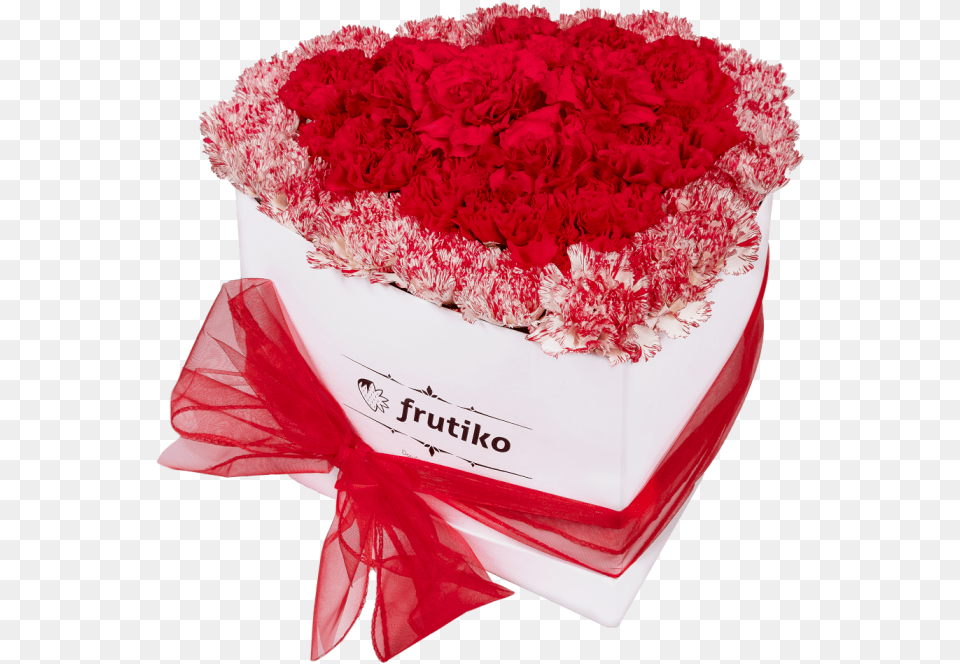 Red And Multi Color Carnations White Heart Box Carnation, Birthday Cake, Plant, Food, Flower Bouquet Png Image